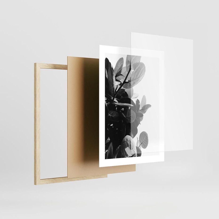 Plakat w ramie 30x40 - Blisko Natury - liście, rośliny tropikalne - rama drewno