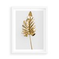 Plakat w ramie 50x70 - Ponadczasowy Urok - złote, liście - rama biała