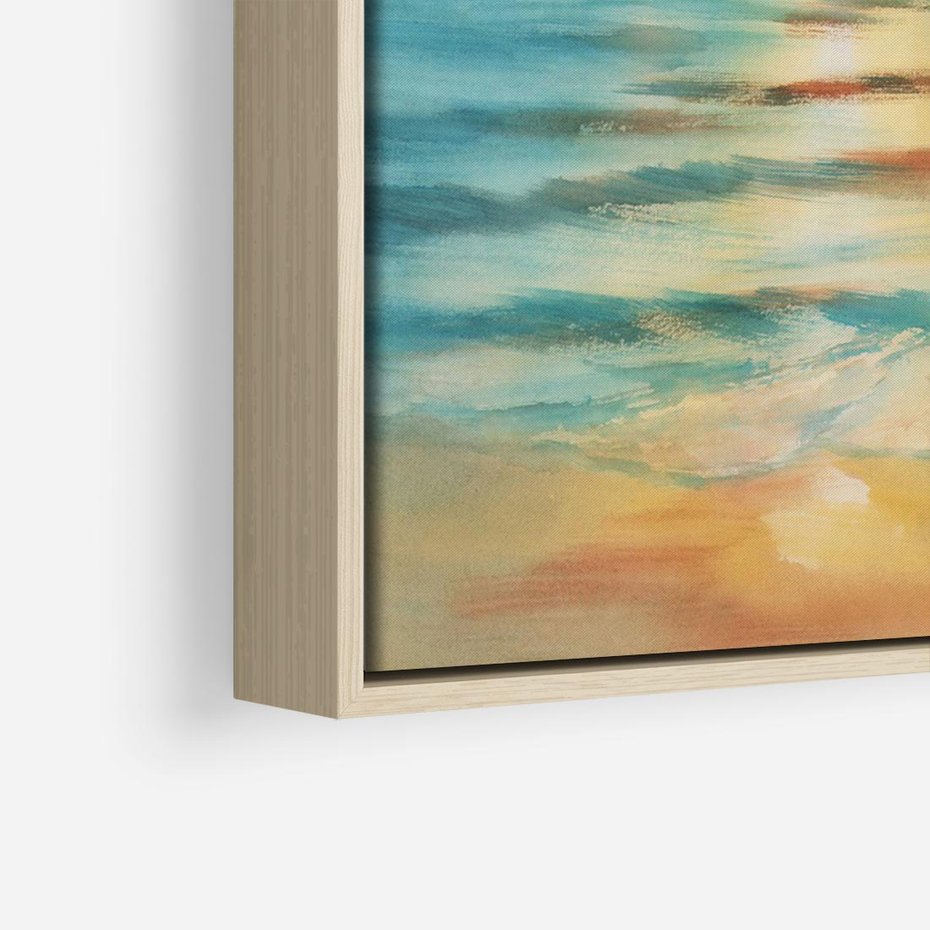 Obraz w ramie 70x50 - Objawienie Fioletowego Świtu - fioletowy wschód słońca, słońce wschodzi nad morzem - rama drewno