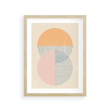 Plakat w ramie 30x40 - Migotliwe Wzory - geometryczne kształty, koła - rama drewno