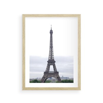 Plakat w ramie 30x40 - Eiffla w mglistym świetle - Eiffla, Paryż - rama drewno