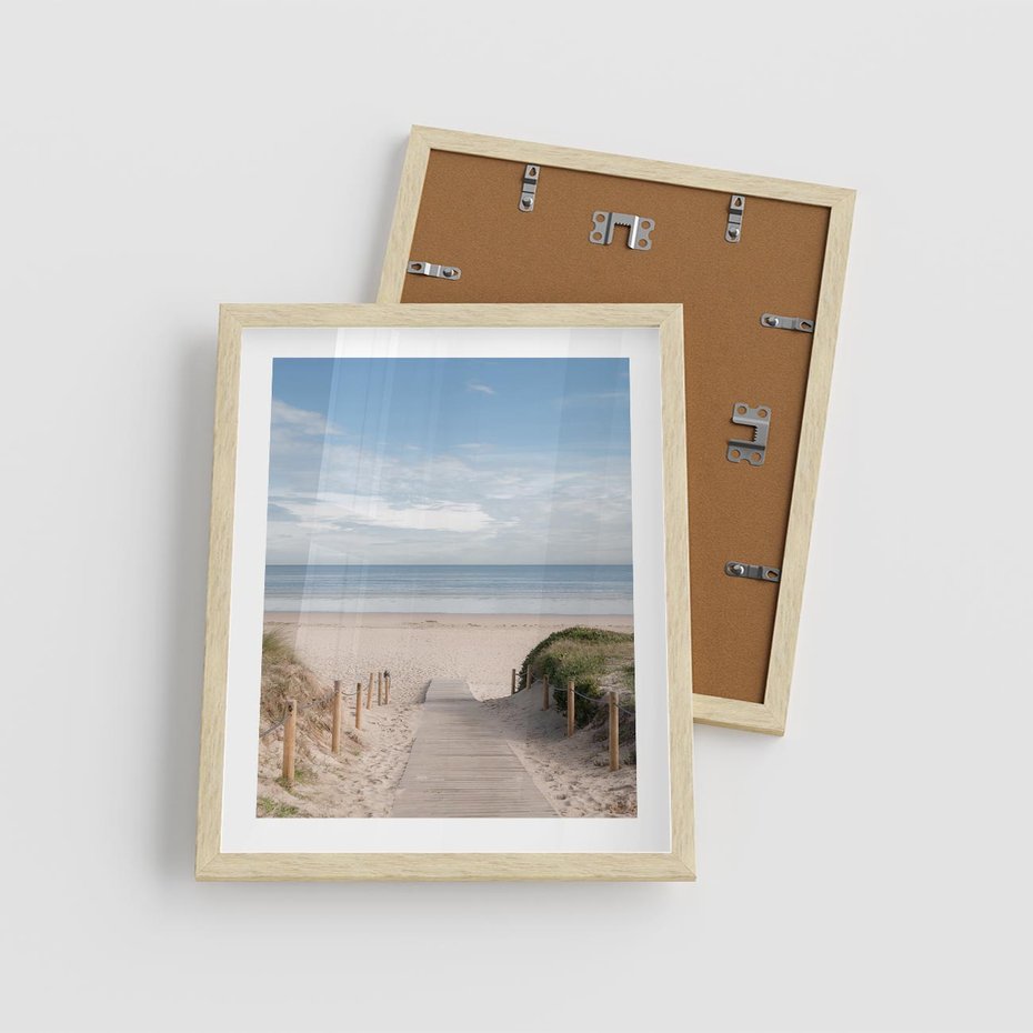 Plakat w ramie 40x50 - Plażowy pomost - plaża, pomost - rama drewno