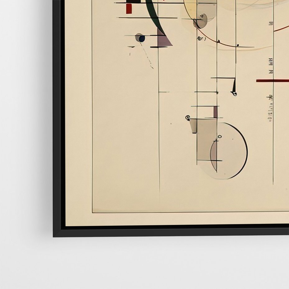 Obraz w ramie 70x100 - Impulsy Wydobyte z Cienia - abstrakcyjna geometryczna kompozycja, koła linie - rama czarna