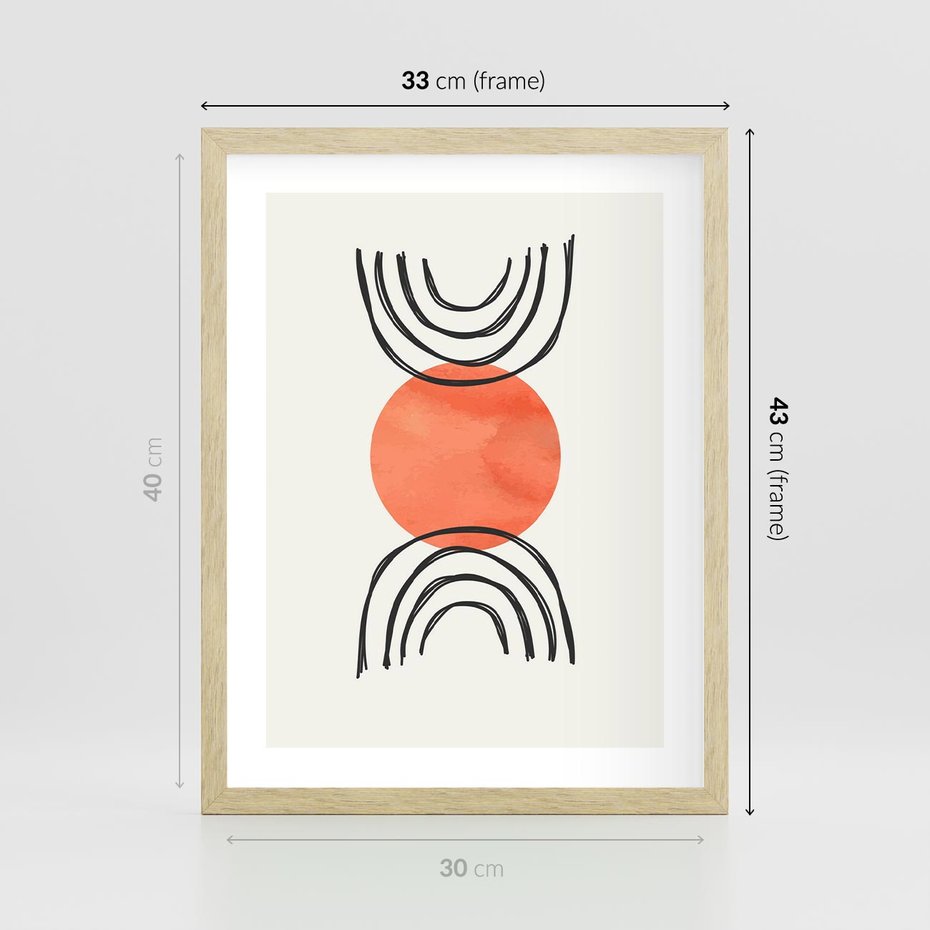 Plakat w ramie 30x40 - Lustrzane Widzenie - koło, boho styl - rama drewno