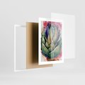 Plakat w ramie 30x40 - Estetyczna Roślina - abstrakcja, akwarela - rama biała