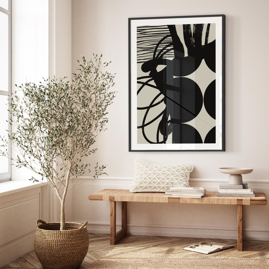 Plakat w ramie 50x70 - Modernistyczne Refleksje - abstrakcja, mroczny klimat - rama czarna