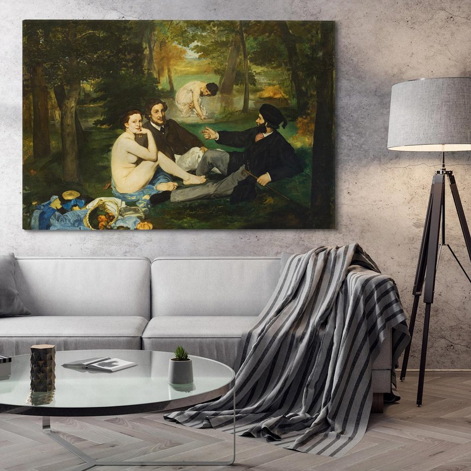 Obraz na płótnie 70x50 - "Śniadanie na trawie" (1863) Edouard Manet - Reprodukcja - reprodukcja, obraz na płótnie