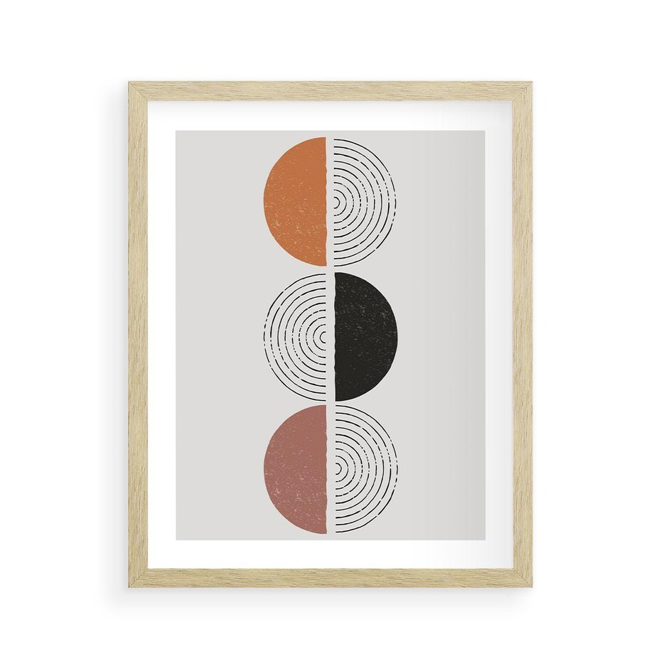 Plakat w ramie 40x50 - Eksperymenty z Geometrią - geometryczny plakat, sztuka nowoczesna - rama drewno