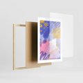 Plakat w ramie 30x40 - Rozbijające Plamy - abstrakcyjny plakat, pastelowe kolory - rama drewno
