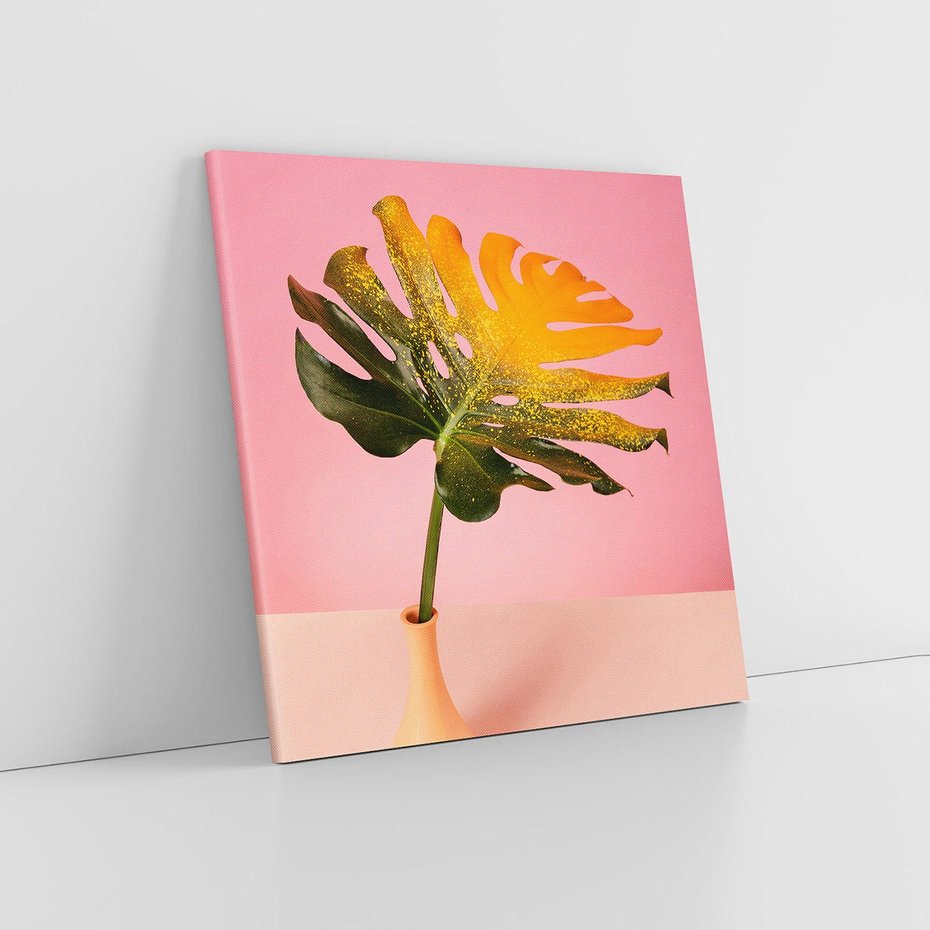 Obraz na płótnie 60x60 - Egzotyczna monstera - monstera, liść