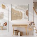 Obraz w ramie 50x50 - Beżowa Harmonia - abstrakcyjne, nieregularne plamy - rama drewno