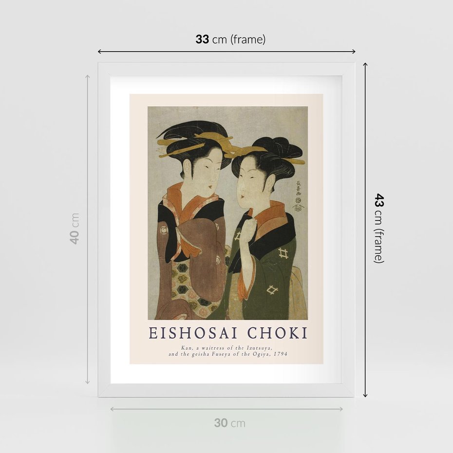 Plakat w ramie 30x40 - Reprodukcja Japońskiej Grafiki - eishosai choki, reprodukcja grafiki - rama biała