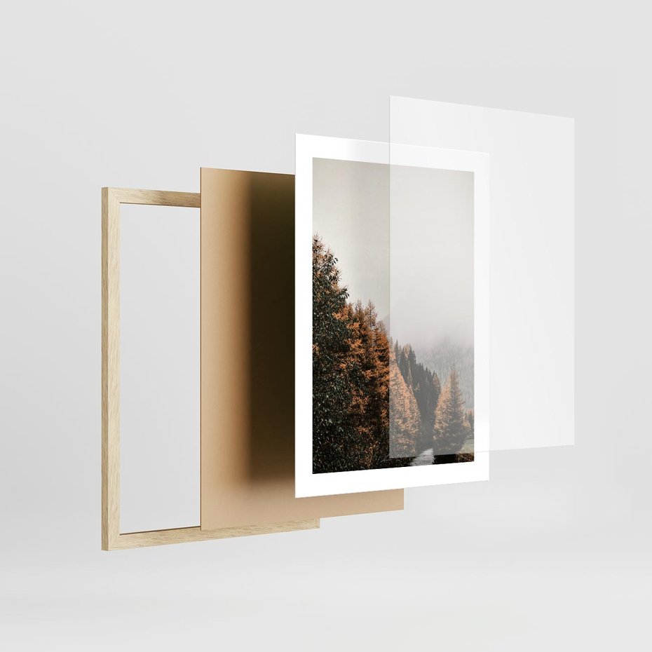 Plakat w ramie 30x40 - Kolorowa Jesień w Górskim Lesie - las, jesień - rama drewno