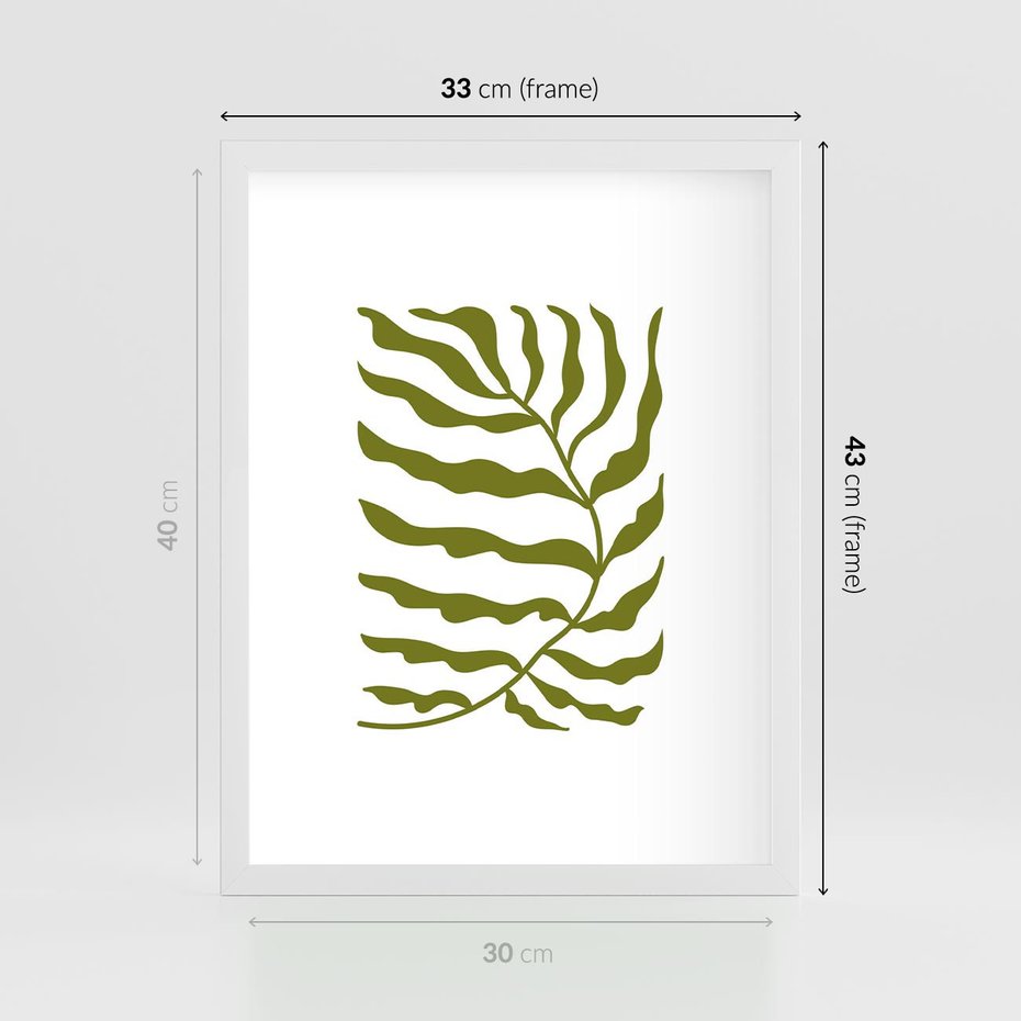 Plakat w ramie 30x40 - Rytmy Chaosu - roślina, gałązka - rama biała