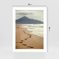 Plakat bez ramy 30x40 - Ślady stóp na plaży - plaża, ślady