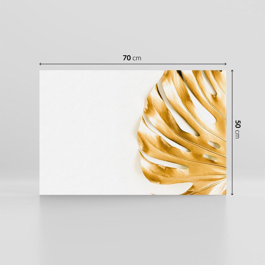 Obraz na płótnie 70x50 - Przyjemność dla Oczu - złote, liście