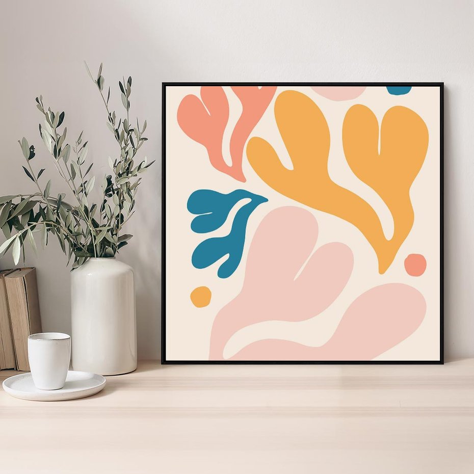 Obraz w ramie 50x50 - Granice Inspiracji - abstrakcyjne dziwne formy, nowoczesny plakat - rama czarna