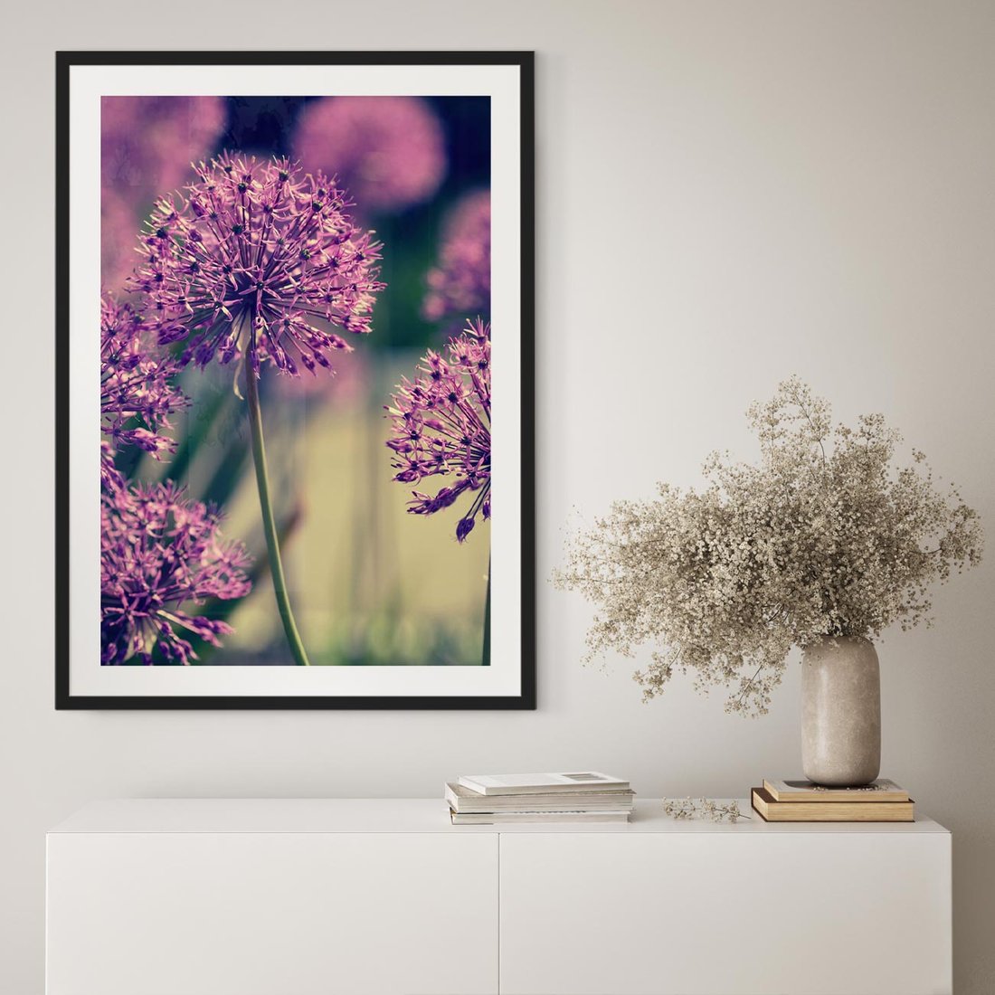 Plakat w ramie 40x50 - Kwiatowa łąka w pełnym rozkwicie - kwiaty, łąka - rama czarna