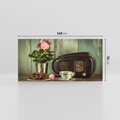 Obraz na płótnie 140x70 - Retro Radio z Kwiatami - Harmonia Nostalgii - retro, radio