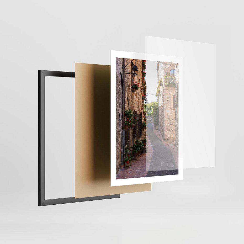 Plakat w ramie 50x70 - Miłość na Romantycznej Uliczce - romantyczna, uliczka - rama czarna