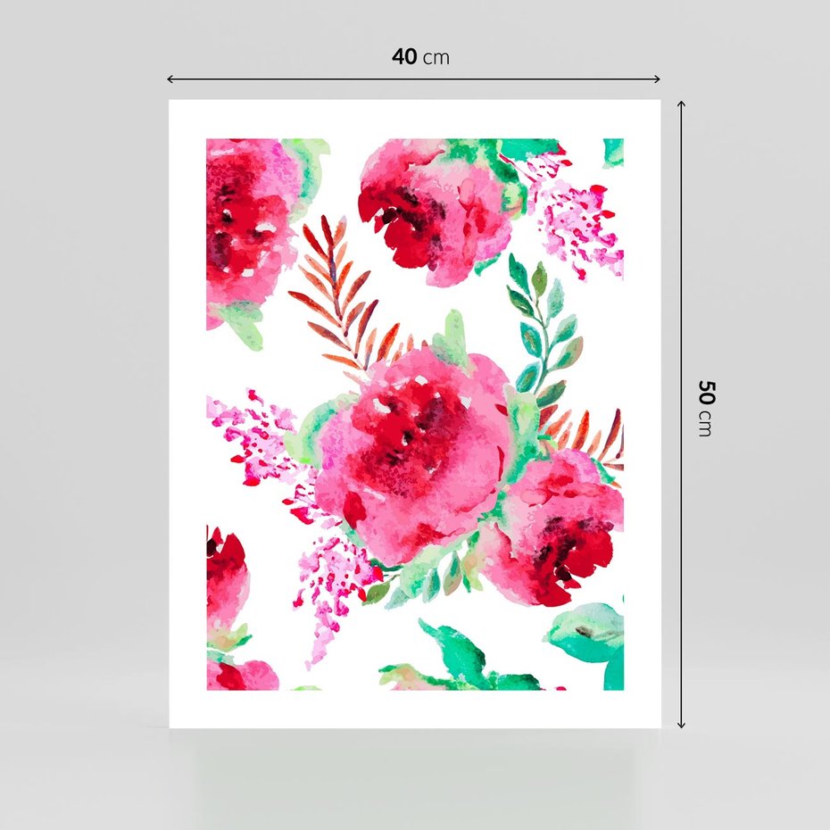 Plakat bez ramy 40x50 - Delikatna Akwarela - kwiaty, akwarela