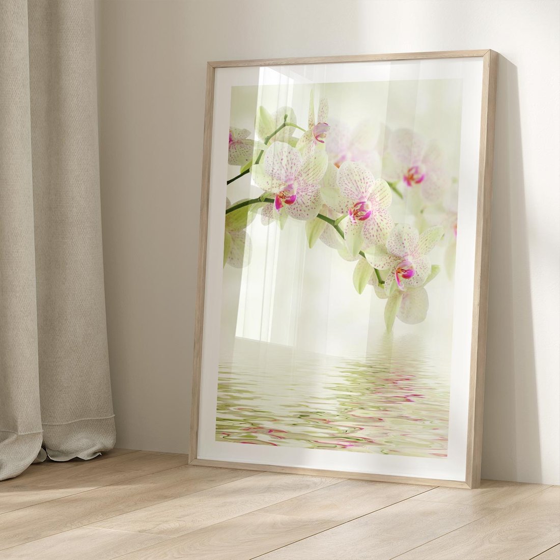 Plakat w ramie 50x70 - Orchidea w Spa - orchidea, kwiaty - rama drewno