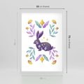 Plakat w ramie 50x70 - Boho Wiatr - boho plakat, królik - rama biała