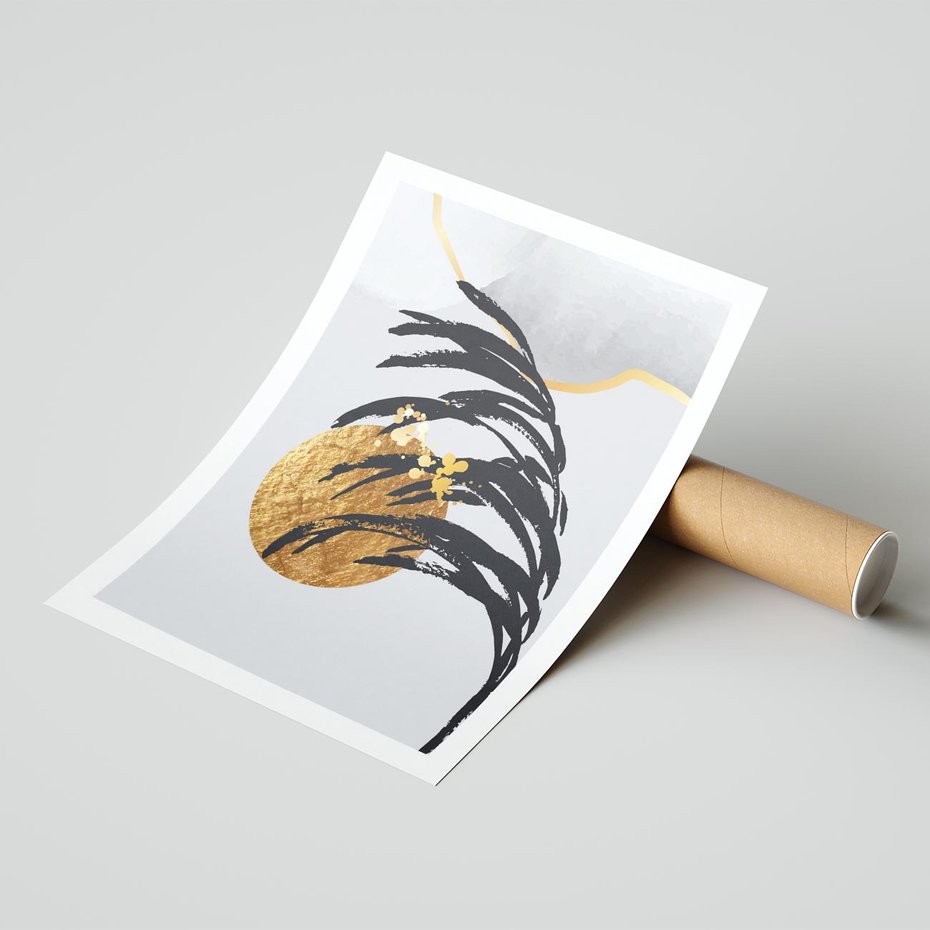 Plakat bez ramy 21x30 - Palma w Szkicu - nowoczesna grafika, palma