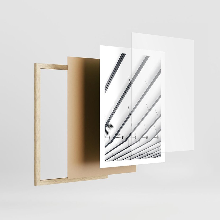 Plakat w ramie 50x70 - Czarno-Biała Fotografia Architektury - nowoczesna architektura, bialo czarny - rama drewno