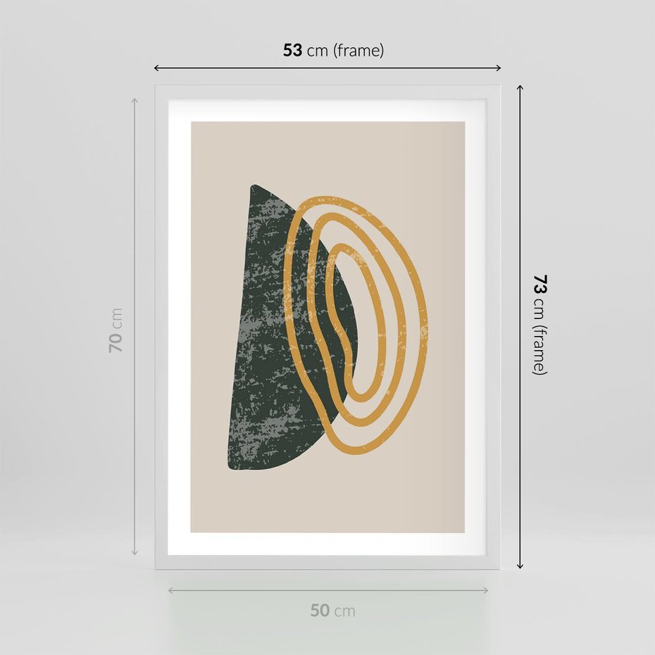 Plakat w ramie 50x70 - Nowoczesne Dialogi Materii - nowoczesny plakat, abstrakcyjne kształty - rama biała