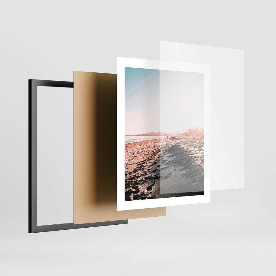 Plakat w ramie 40x50 - Błogie Chwile na Plaży - plaża, zachód słońca wakacje - rama czarna