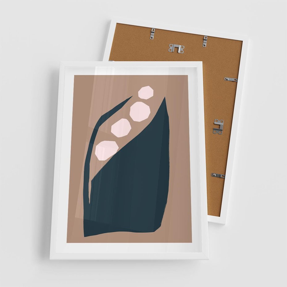 Plakat w ramie 50x70 - Wnętrza Boho Serca - abstrakcyjny obraz, plakat - rama biała