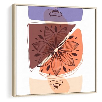 Obraz w ramie 50x50 - Kwiatowa Oaza - abstrakcyjna sztuka, plamy - rama drewno