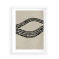 Plakat w ramie 50x70 - Kontury Ewolucji Materii - boho plakat, czarne kropki kreski - rama biała