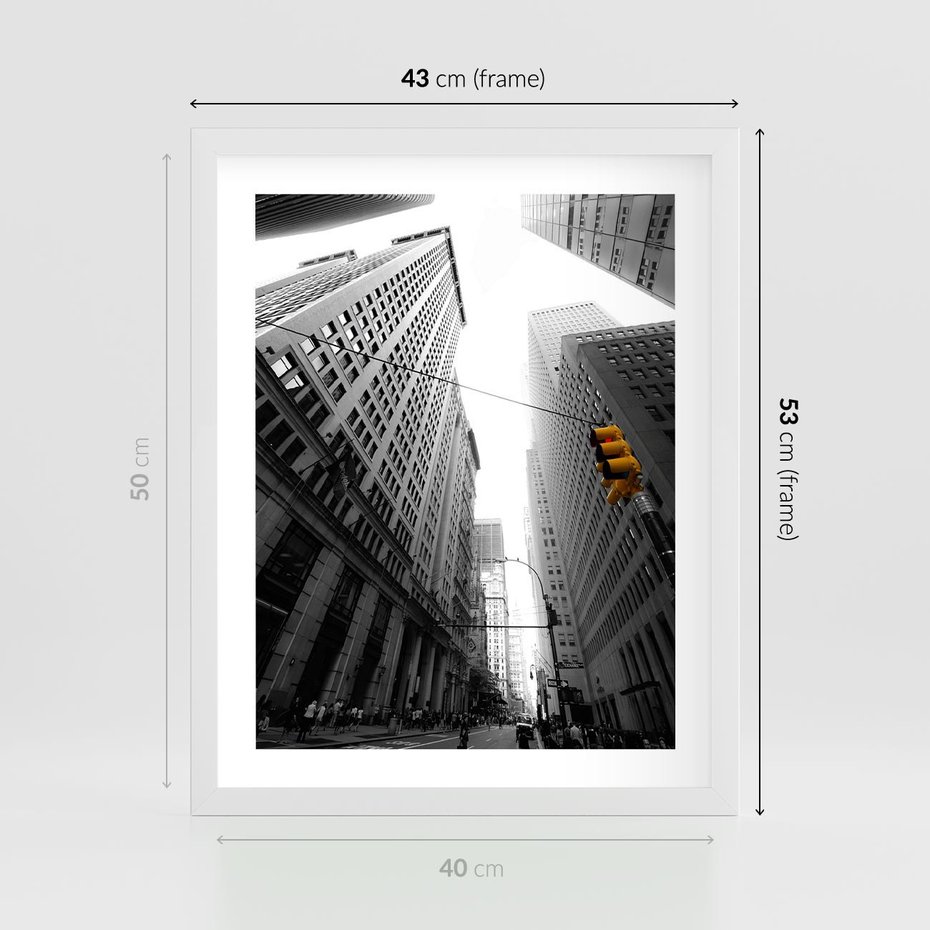 Plakat w ramie 40x50 - Miejskie Wieże - miasto, wieżowce - rama biała
