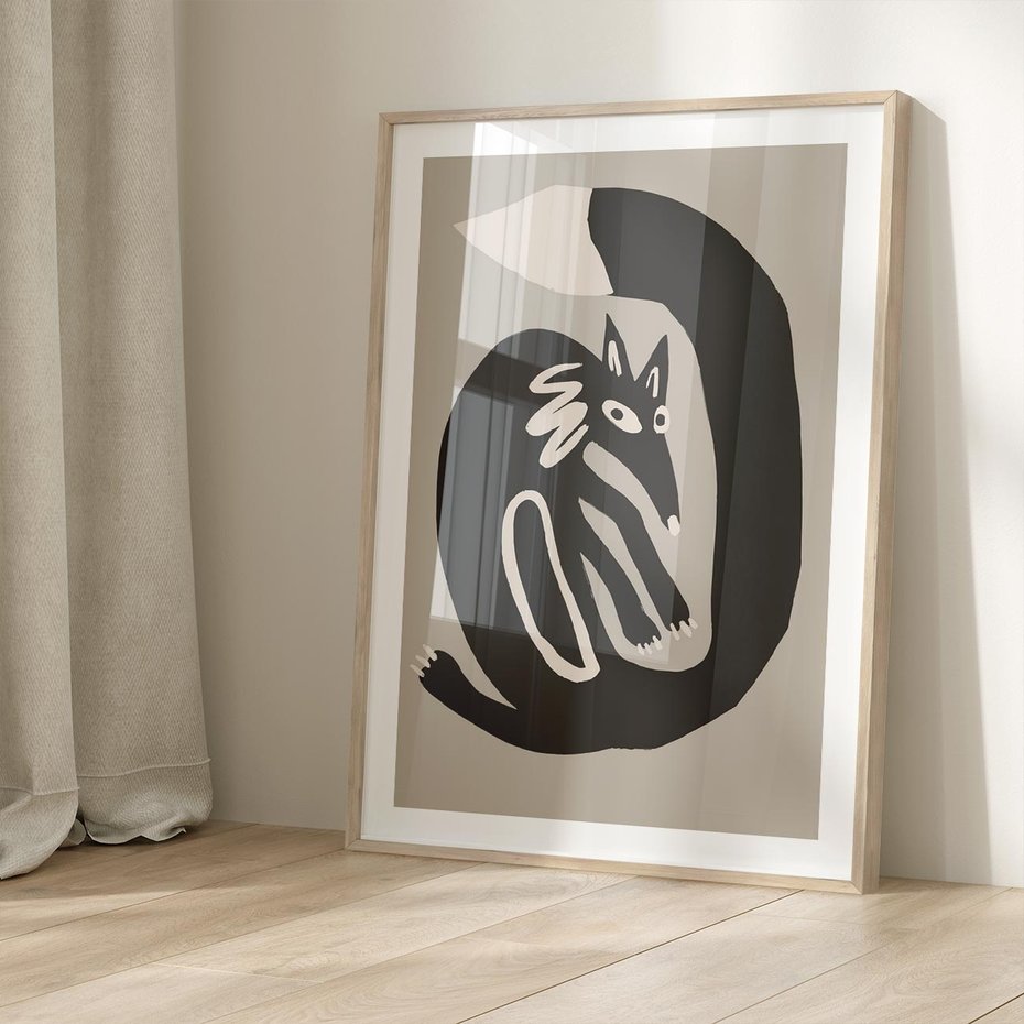 Plakat w ramie 40x50 - Migotliwe Echa Skandynawii - skandynawska sztuka, lis - rama drewno