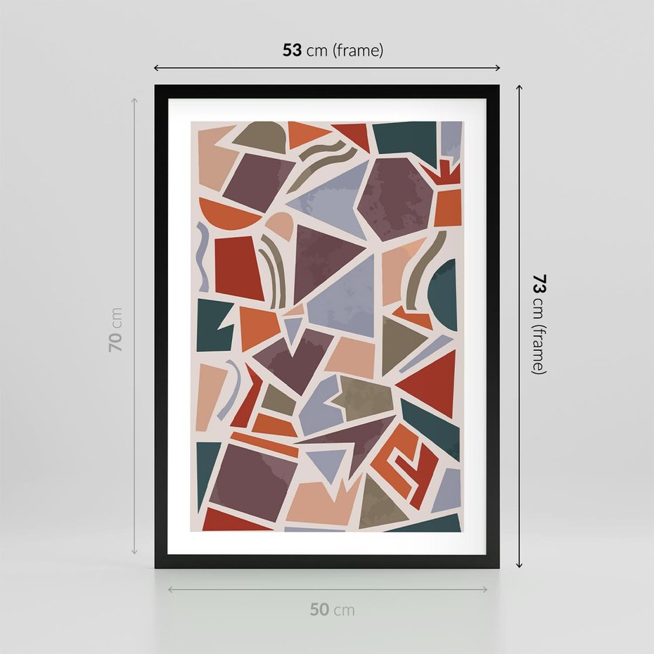Plakat w ramie 50x70 - Intrygujące Rozbicie - gemoetryczne kształty, mozaika - rama czarna