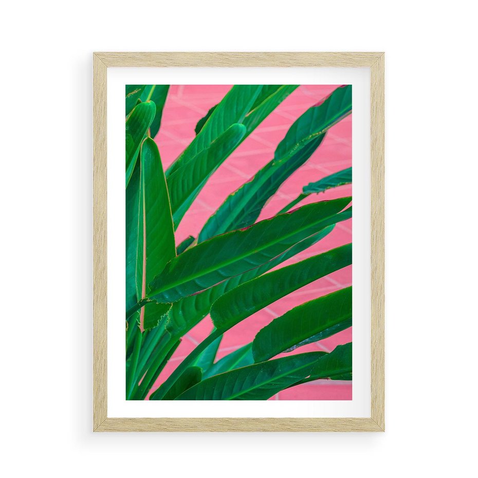 Plakat w ramie 50x70 - Odezwij się do przeszłości - liście, retro - rama drewno