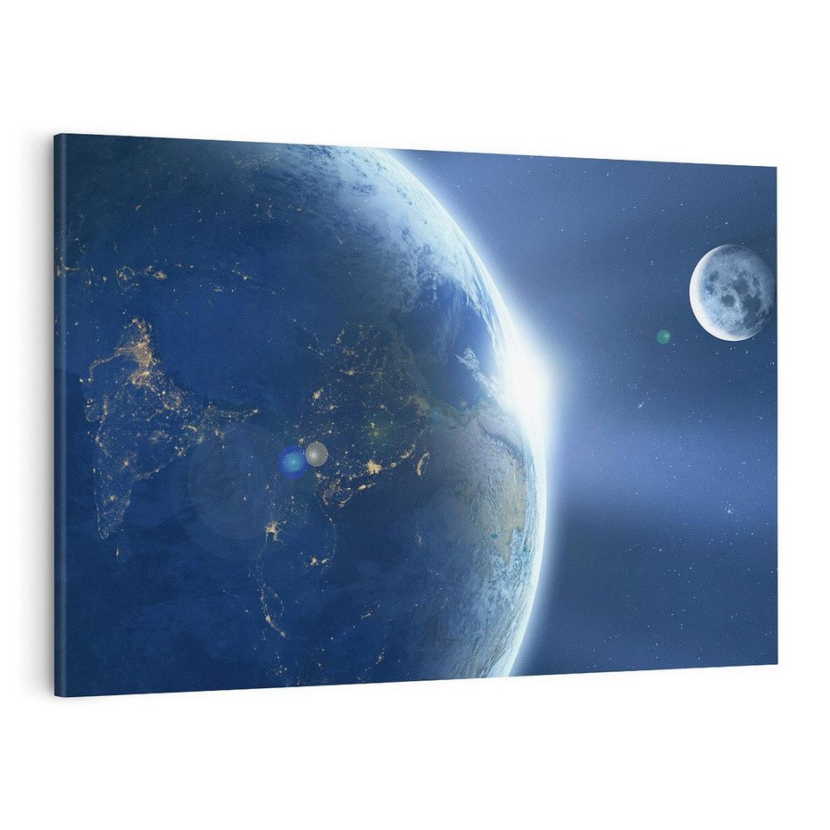 Obraz na płótnie 100x70 - Mistyczne spotkanie - księżyc, ziemia