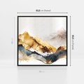 Obraz w ramie 50x50 - Złote Góry - akwarela, graficzne góry - rama czarna