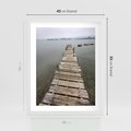 Plakat w ramie 40x50 - Jeziorne Refleksje - pomost, jezioro - rama biała