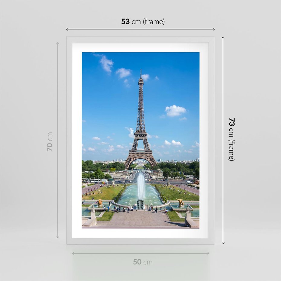 Plakat w ramie 50x70 - Wieża Eiffla - Eiffla, Paryż - rama biała
