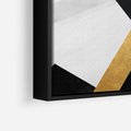 Obraz w ramie 100x70 - Pudrowe Abstrakcyjne Lustra - złote abstrakcyjne linie, szarość - rama czarna