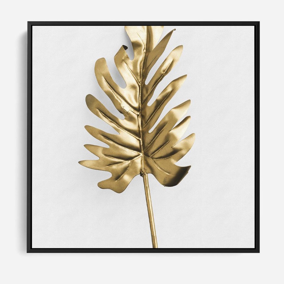 Obraz w ramie 50x50 - Ponadczasowy Urok - złote, liście - rama czarna