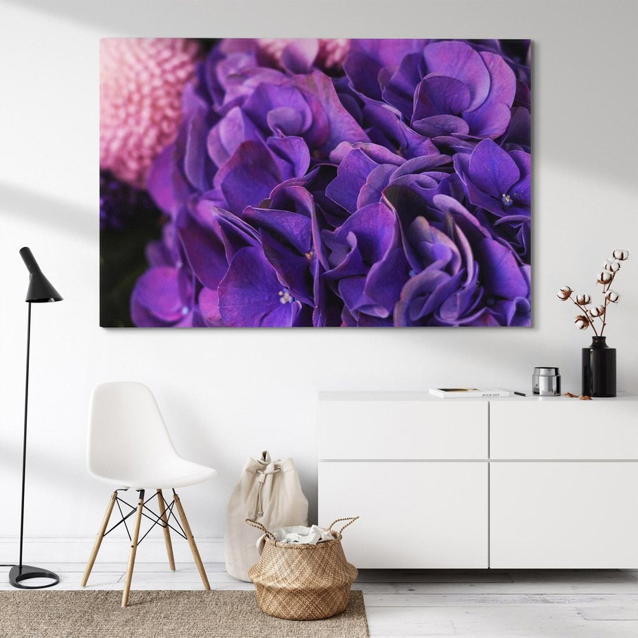 Obraz na płótnie 120x80 - Fioletowa hortensja - kwiaty, hortensja