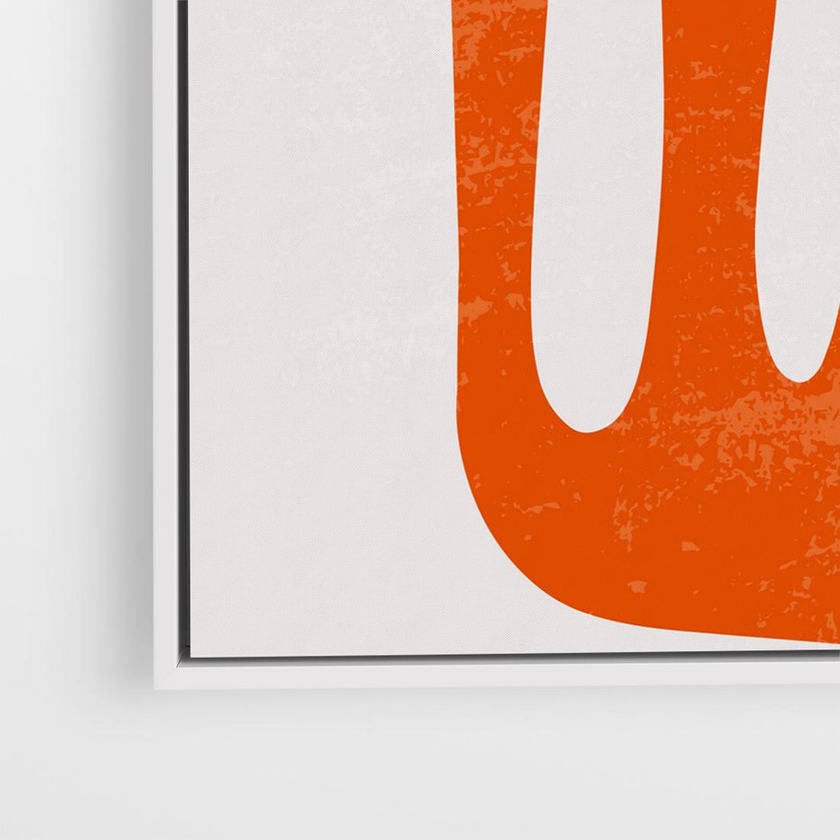 Obraz w ramie 80x80 - Eksploracja Nowego Światła - abstrakcyjna pomarańczowa forma, minimalizm - rama biała
