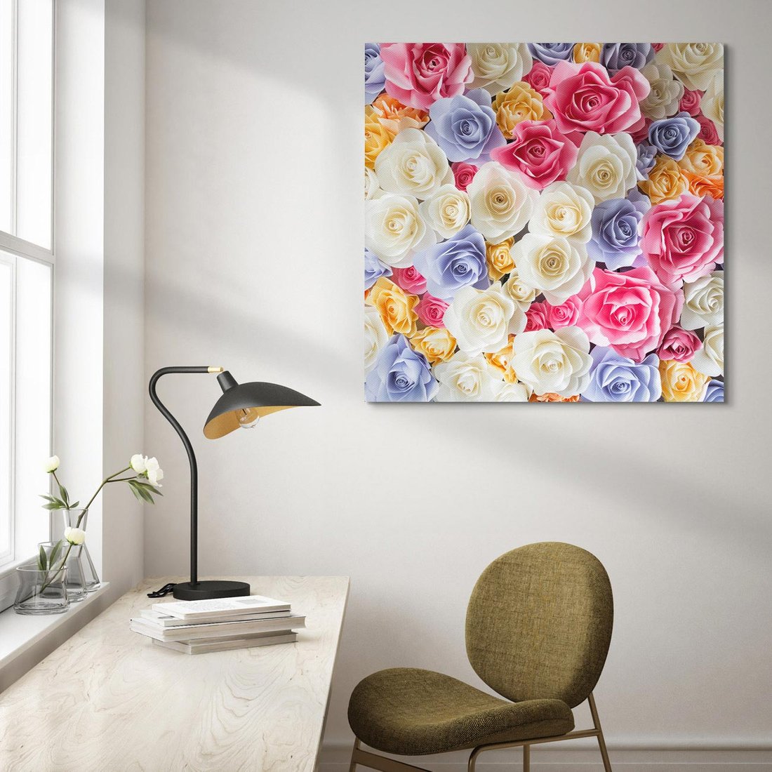 Obraz na płótnie 30x30 - Elegancja w kwiatach - kwiaty, róże