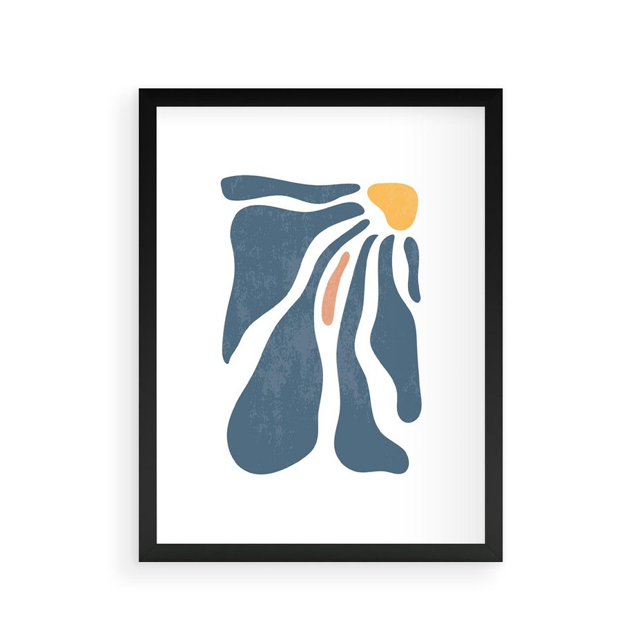 Plakat w ramie 30x40 - Melodia Kolorowych Płatków - nowoczesna kwiatowa grafika, styl retro - rama czarna