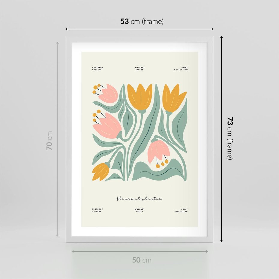 Plakat w ramie 50x70 - Tajemnicza Aura - kwiaty, nowoczesna abstrakcja - rama biała