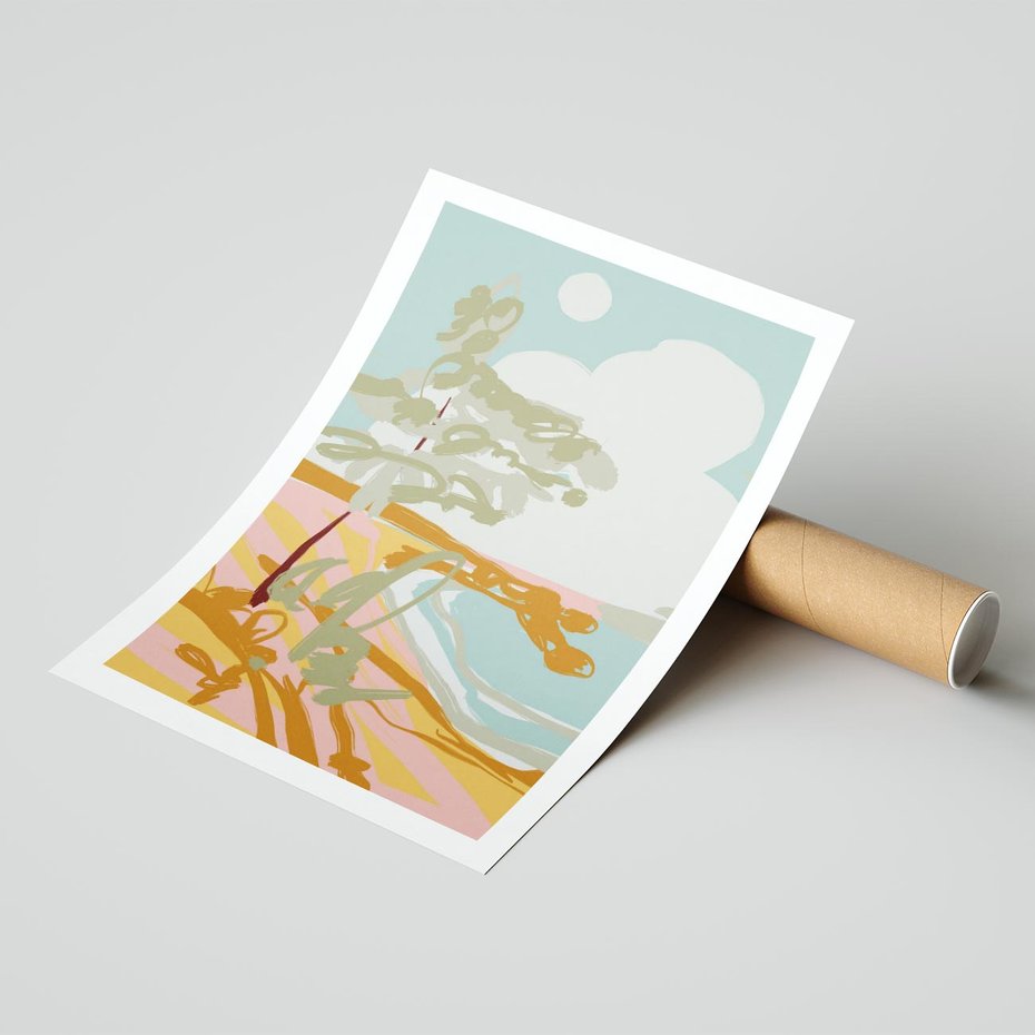 Plakat bez ramy 40x50 - Spokojny Wiatr - pastelowy krajobraz, nowoczesny plakat